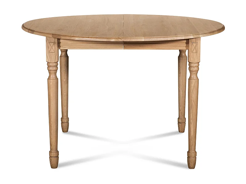 Table extensible ronde bois D105 + 1 allonge et pieds tournés - VICTORIA