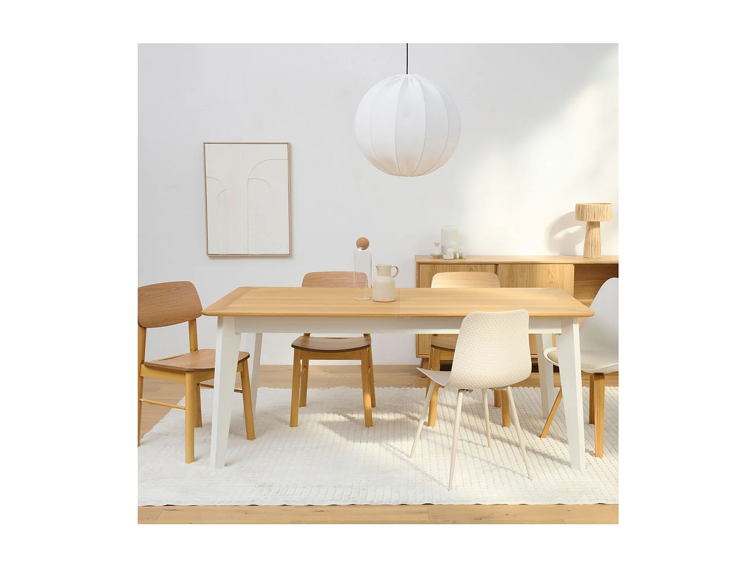 Table à manger rectangulaire extensible en chêne L180/260 - JOYCE