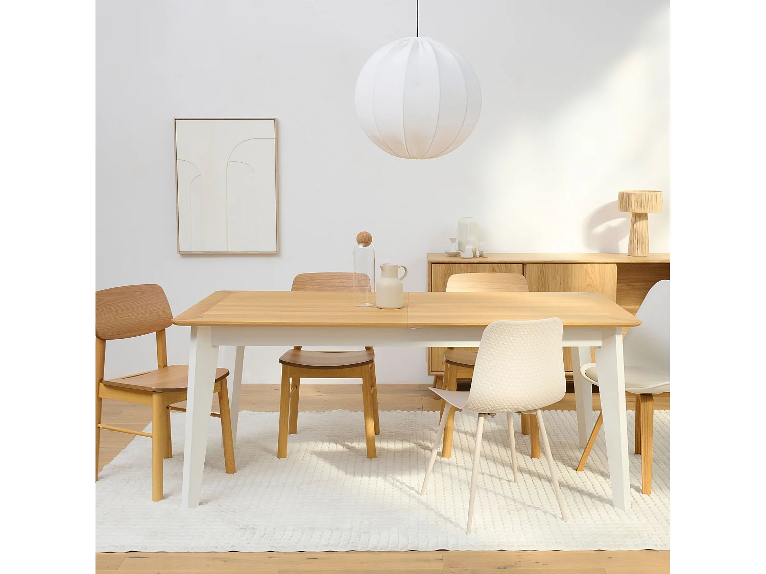 Table à manger rectangulaire extensible en chêne L180/260 - JOYCE