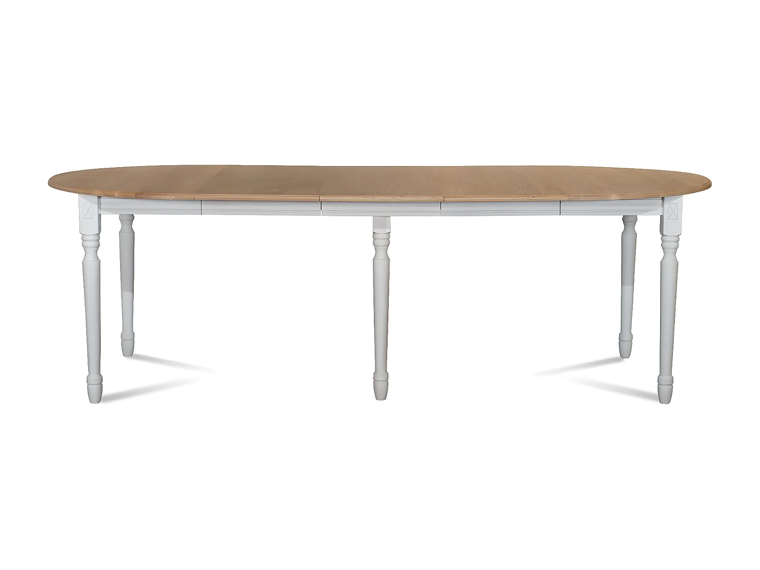 Table ronde 6 pieds tournés D115 + 3 rallonges bois - VICTORIA