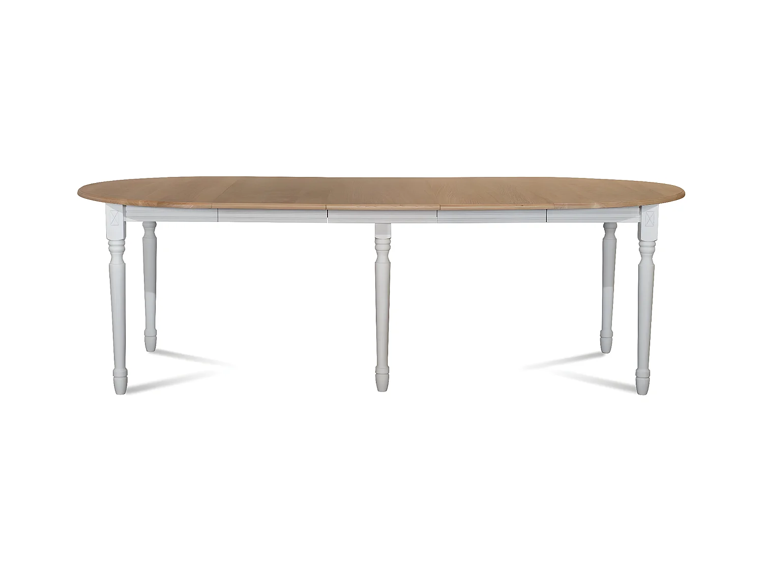 Table ronde 6 pieds tournés D115 + 3 rallonges bois - VICTORIA