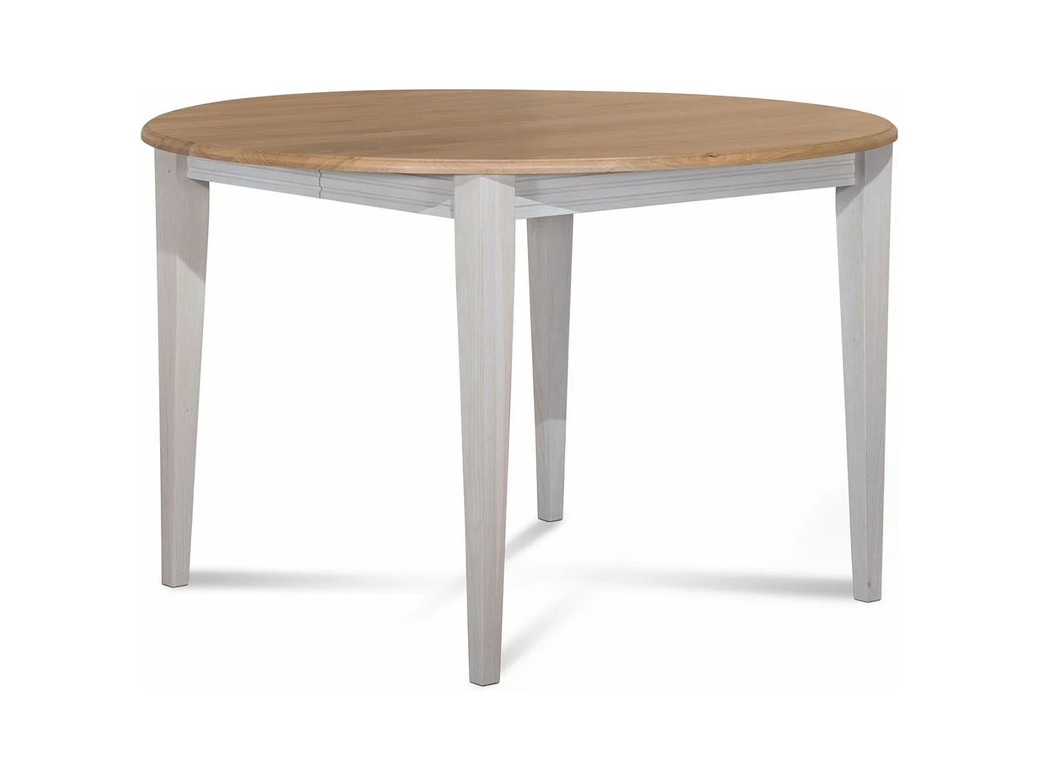 Table ronde bois D115 cm avec 1 allonge et Pieds fuseau - VICTORIA