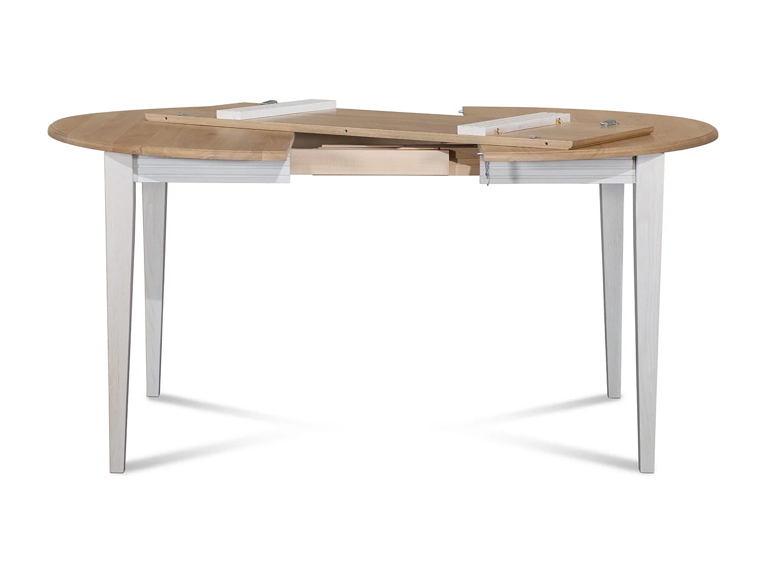 Table ronde bois D115 cm avec 1 allonge et Pieds fuseau - VICTORIA