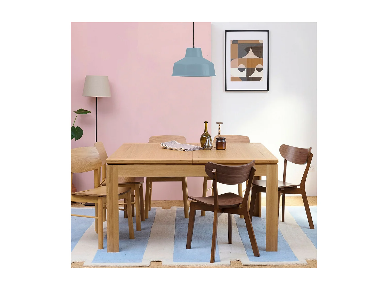 Table carrée extensible bois chêne clair massif L140/200 - BOSTON