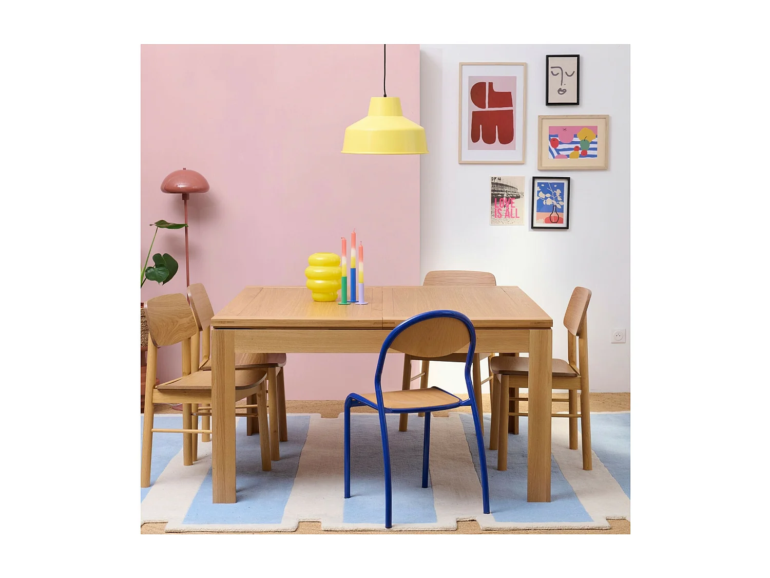 Table carrée extensible bois chêne clair massif L140/200 - BOSTON