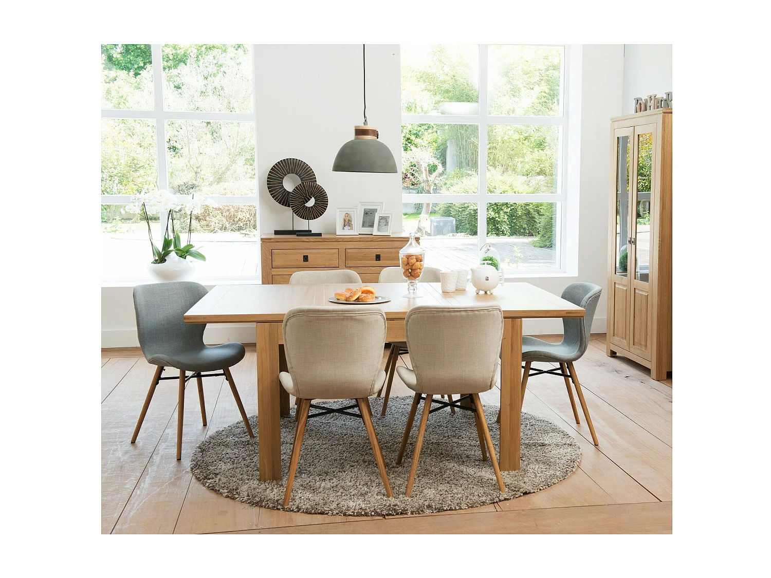 Table carrée extensible bois chêne clair massif L140/200 - BOSTON