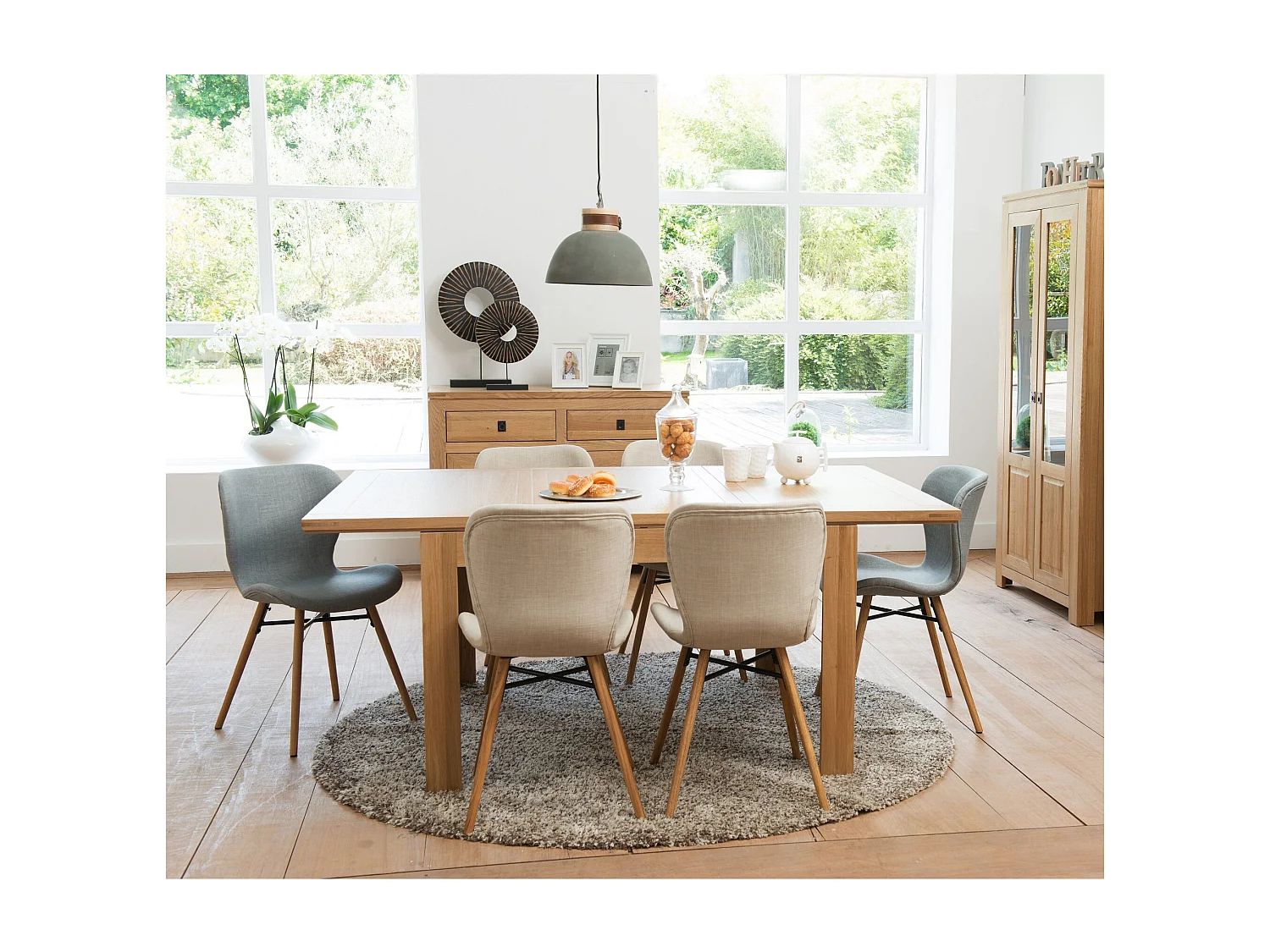 Table carrée extensible bois chêne clair massif L140/200 - BOSTON