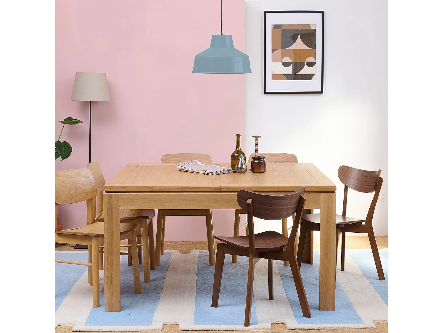 Table carrée extensible bois chêne clair massif L140/200 - BOSTON