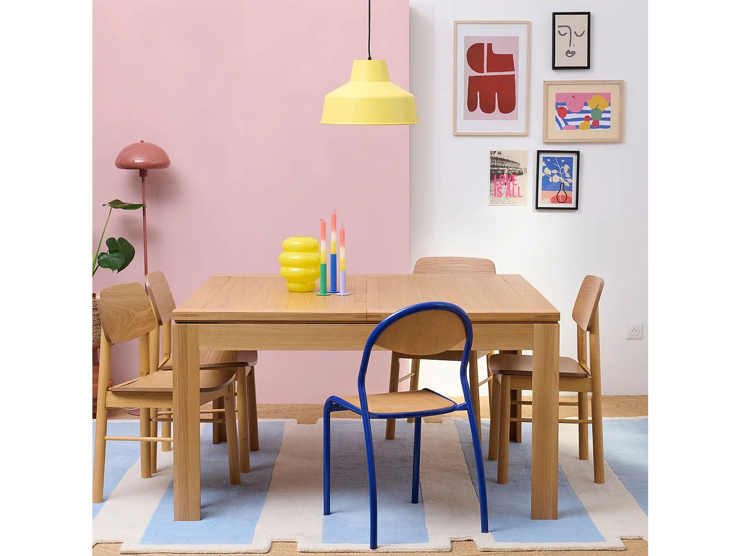 Table carrée extensible bois chêne clair massif L140/200 - BOSTON