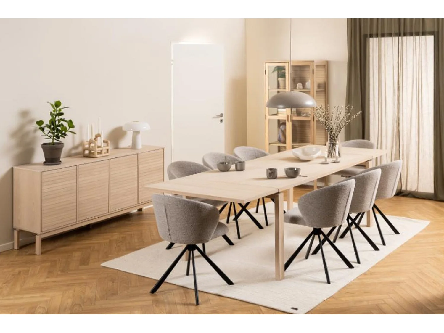 Table rectangulaire extensible en chêne blanchi L200/300 - LIAC