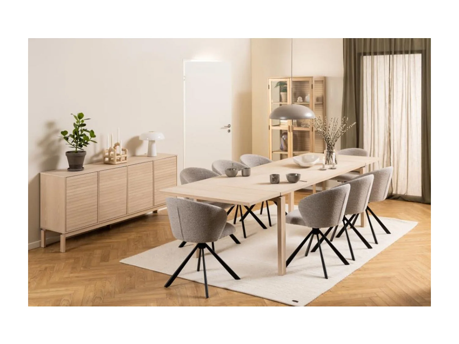 Table rectangulaire extensible en chêne blanchi L200/300 - LIAC