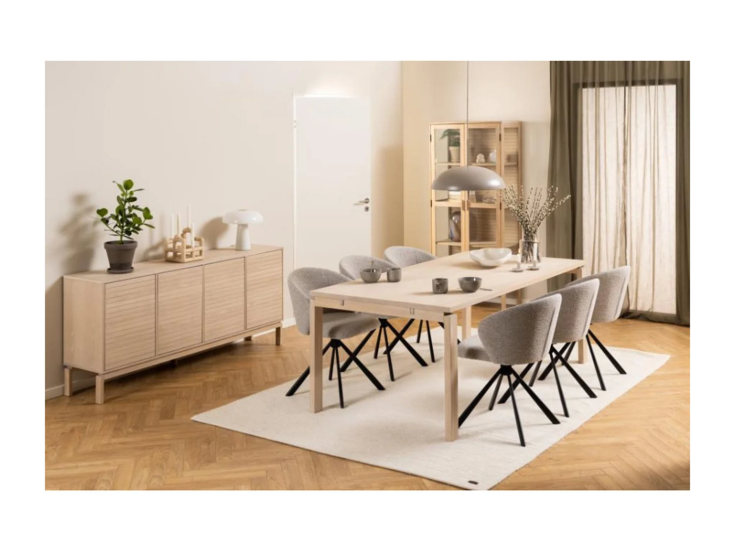 Table rectangulaire extensible en chêne blanchi L200/300 - LIAC