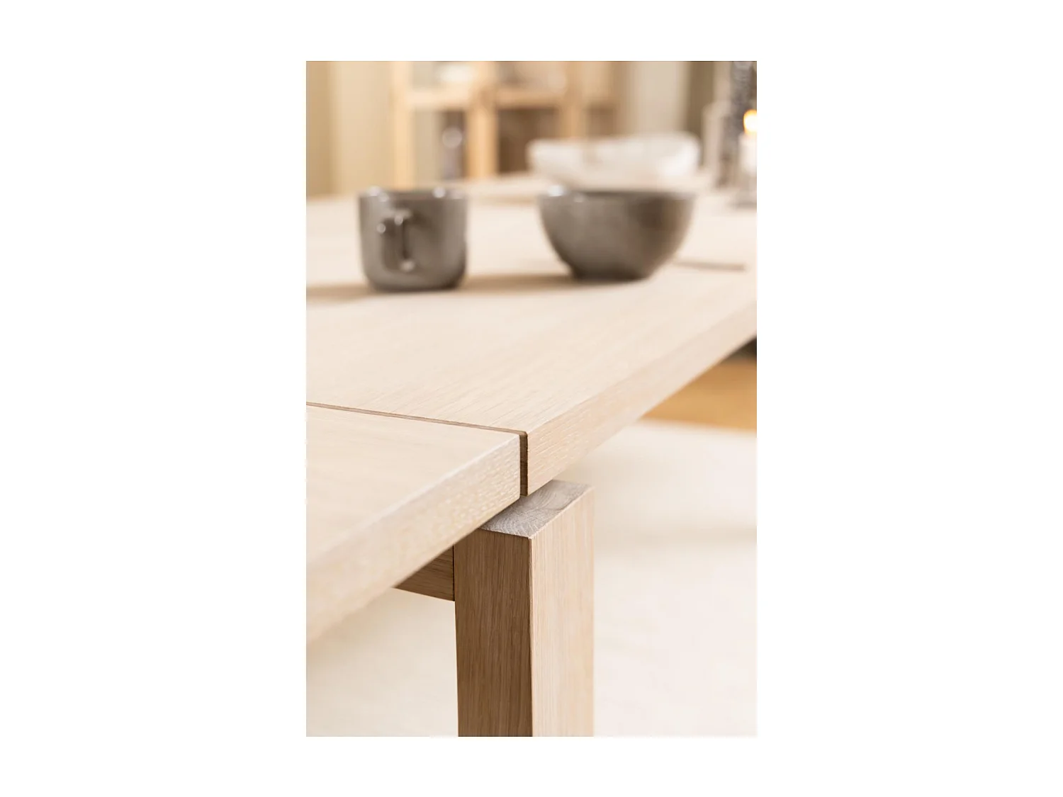 Table rectangulaire extensible en chêne blanchi L200/300 - LIAC