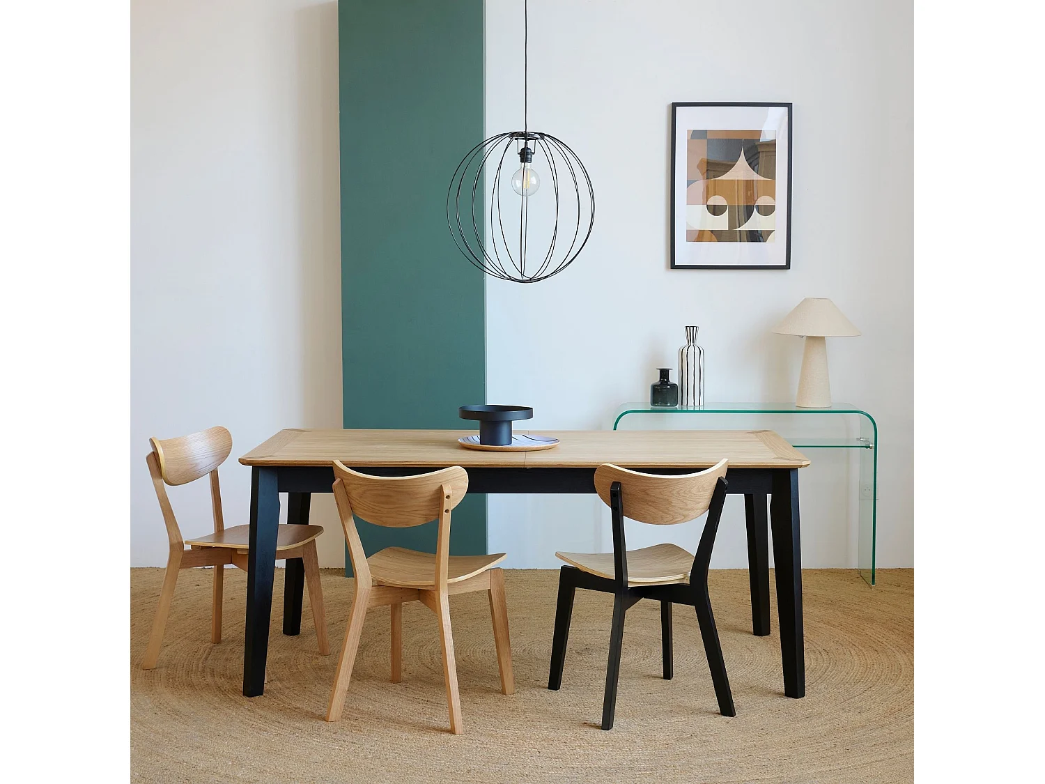 Table à manger rectangulaire extensible en chêne L180/260 - JOYCE