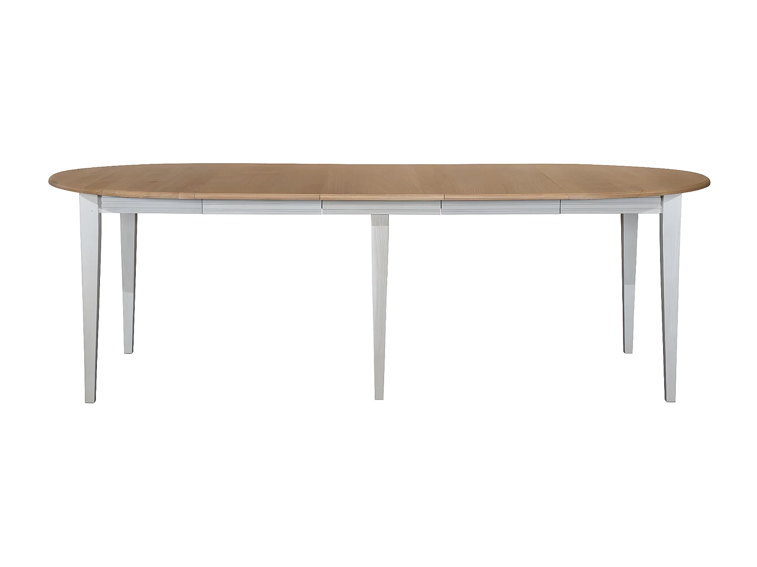 Table ronde 6 pieds fuseau D115 + 3 rallonges bois - VICTORIA