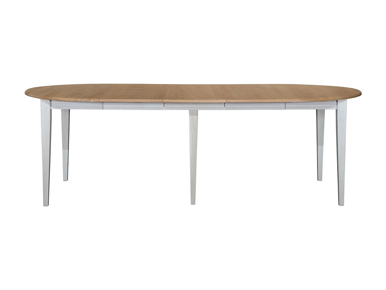 Table ronde 6 pieds fuseau D115 + 3 rallonges bois - VICTORIA