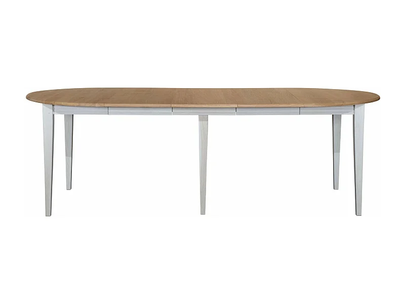 Table ronde 6 pieds fuseau D105 + 3 rallonges bois - VICTORIA