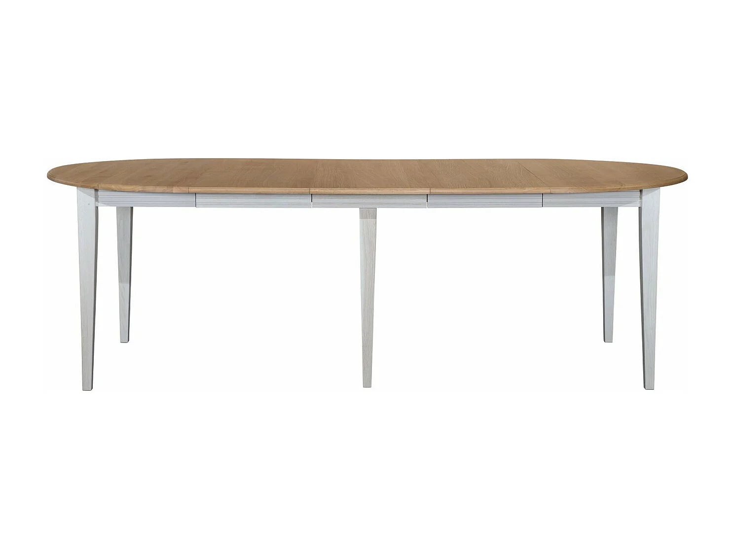 Table ronde 6 pieds fuseau D105 + 3 rallonges bois - VICTORIA