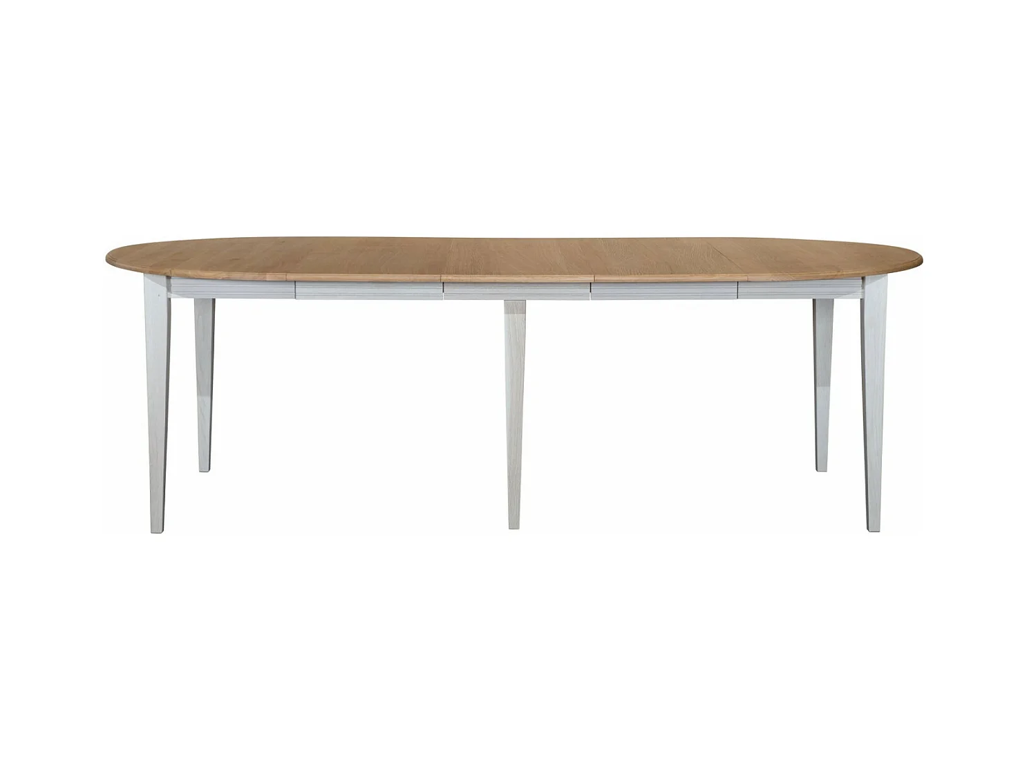 Table ronde 6 pieds fuseau D105 + 3 rallonges bois - VICTORIA