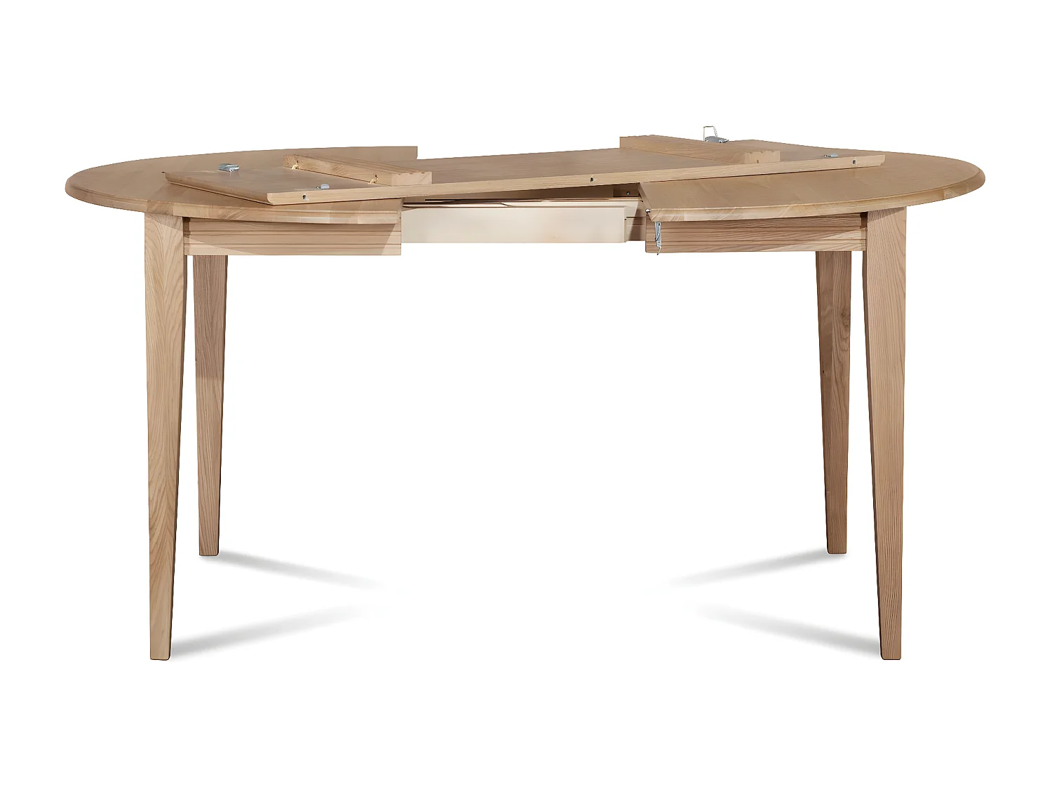 Table ronde extensible bois D105 avec 1 allonge et pieds fuseau - VICTORIA