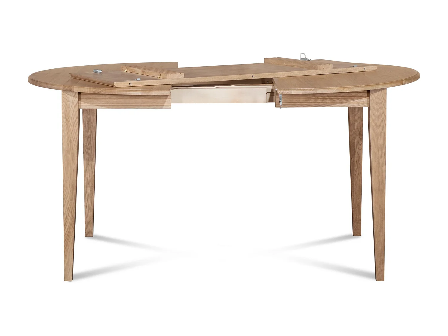 Table ronde extensible bois D105 avec 1 allonge et pieds fuseau - VICTORIA