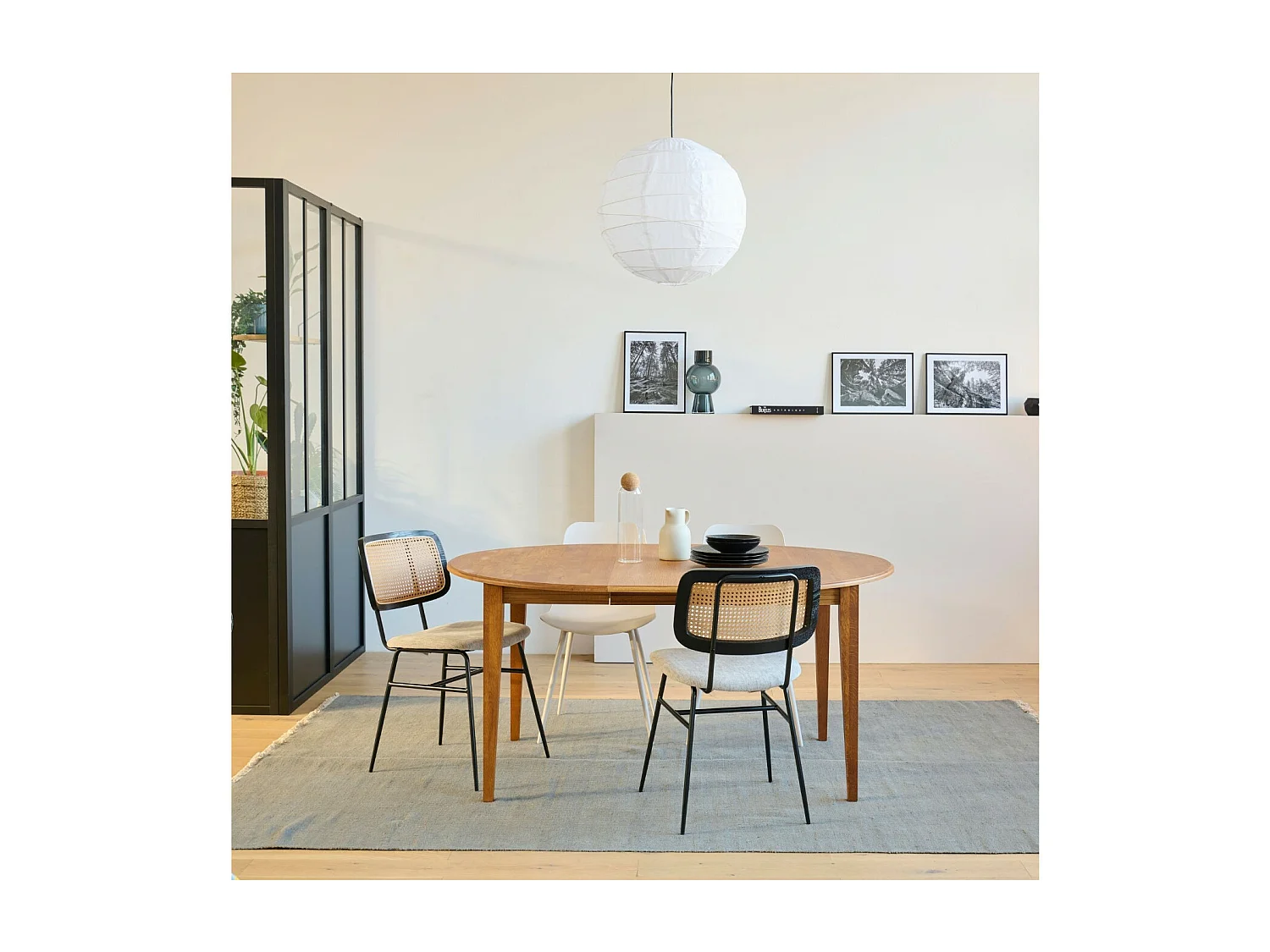 Table ronde extensible bois chêne moyen massif D115 - VICTORIA