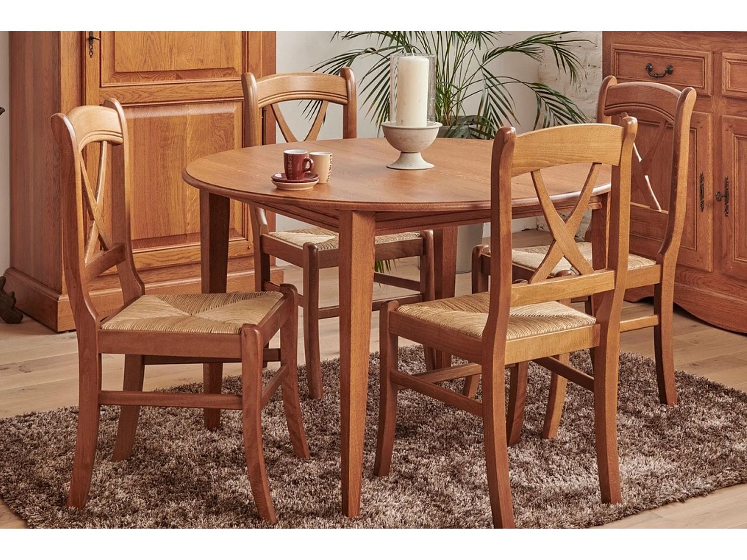 Table ronde extensible bois chêne moyen massif D115 - VICTORIA