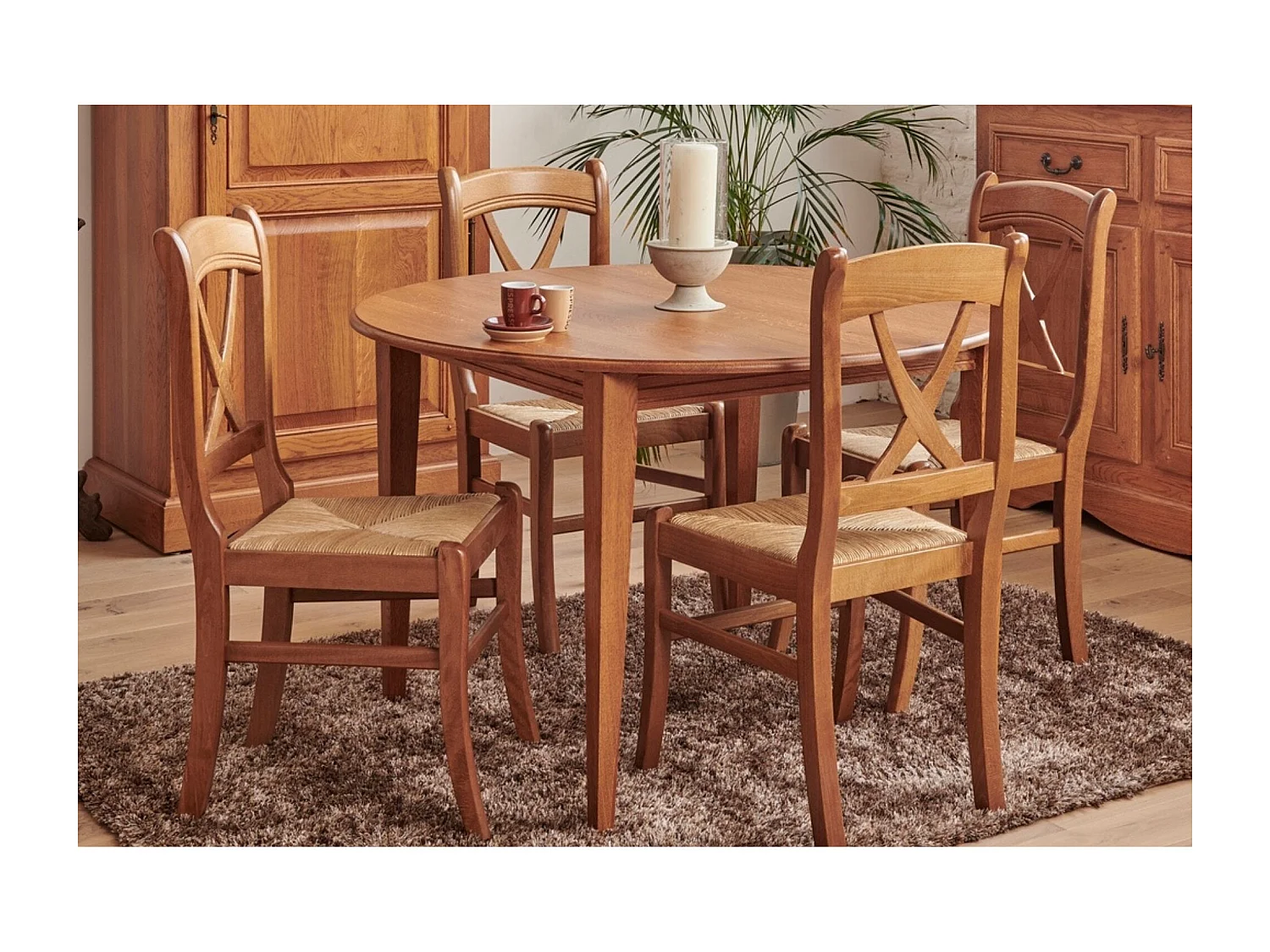 Table ronde extensible bois chêne moyen massif D115 - VICTORIA