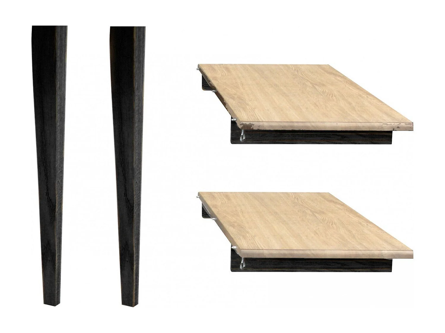 Table ronde 6 pieds fuseau D105 + 3 rallonges bois - VICTORIA