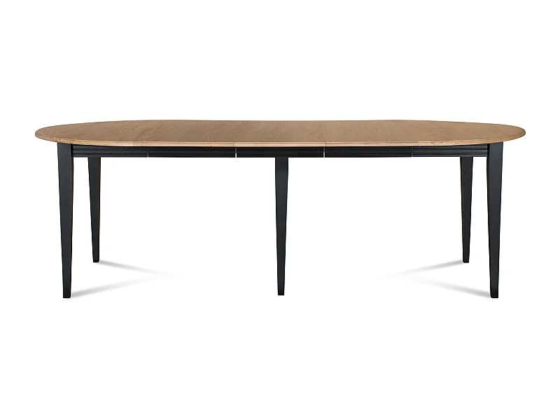 Table ronde 6 pieds fuseau D105 + 3 rallonges bois - VICTORIA