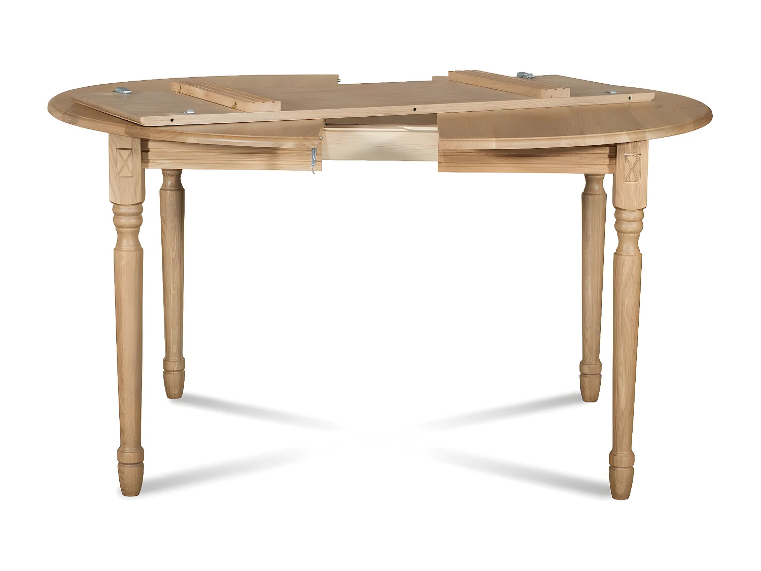 Table extensible ronde bois D115 avec 1 allonge et pieds tournés - VICTORIA