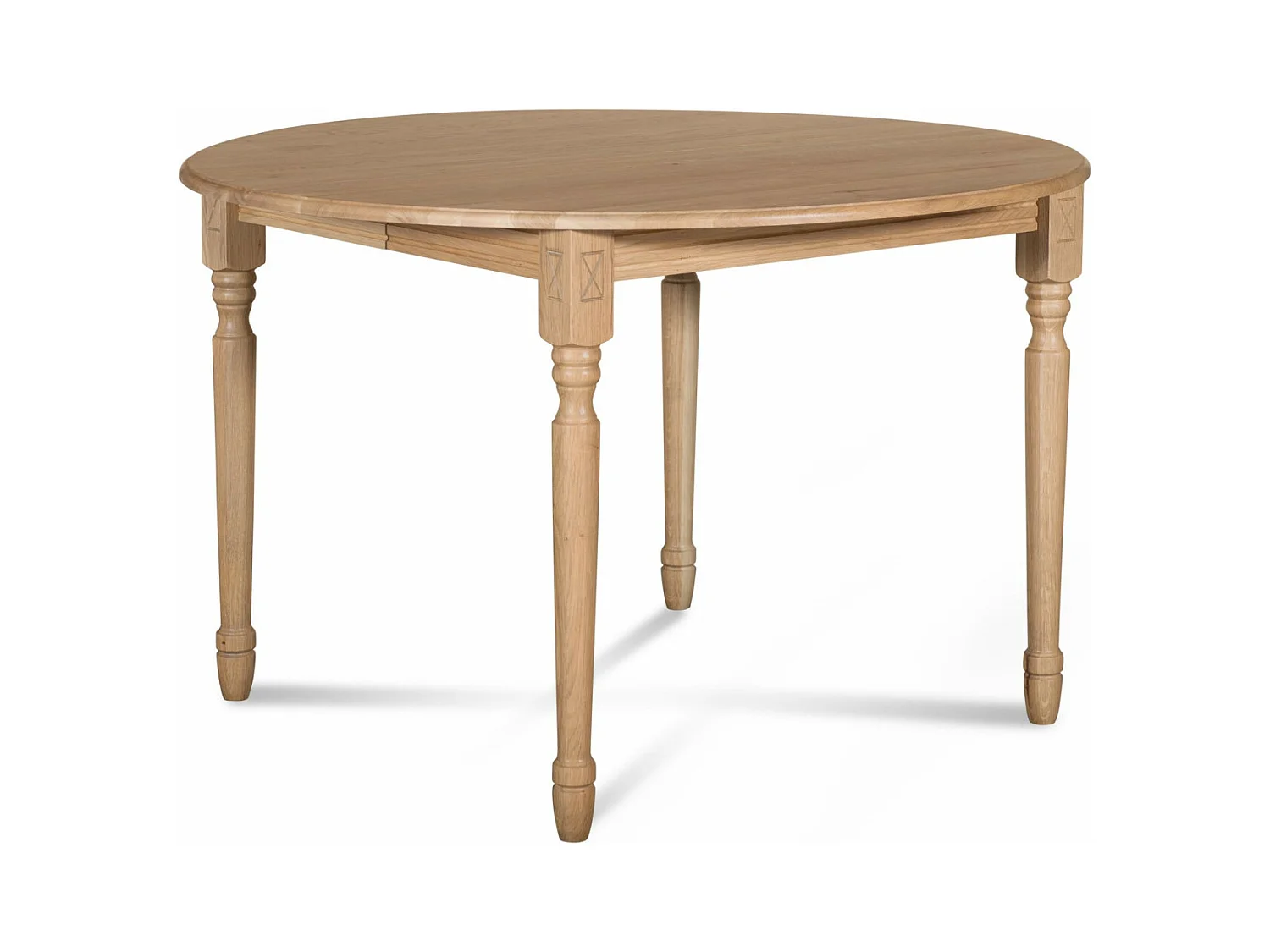 Table extensible ronde bois D115 avec 1 allonge et pieds tournés - VICTORIA