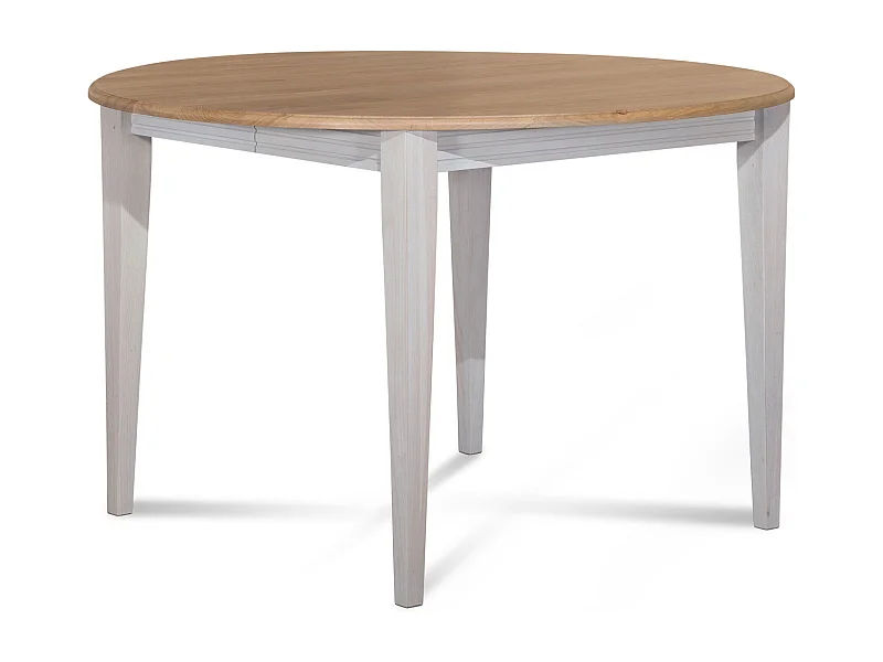 Table ronde extensible bois D105 avec 1 allonge et pieds fuseau - VICTORIA