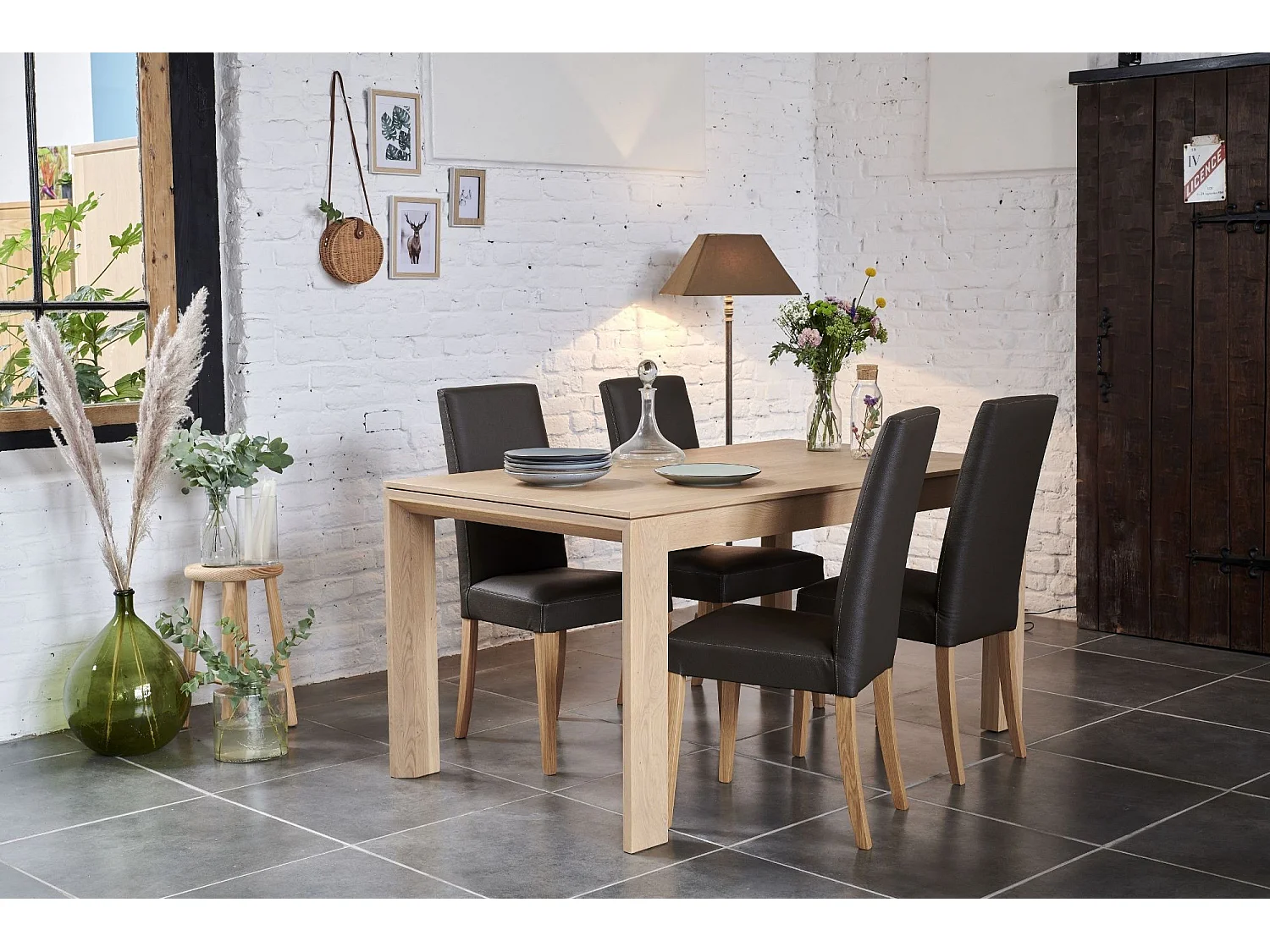 Table à manger extensible en chêne naturel L160/247 - FILIGRAME
