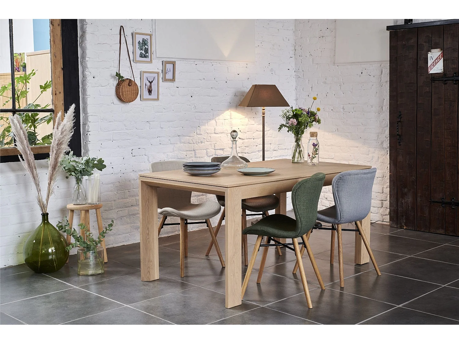 Table à manger extensible en chêne naturel L160/247 - FILIGRAME