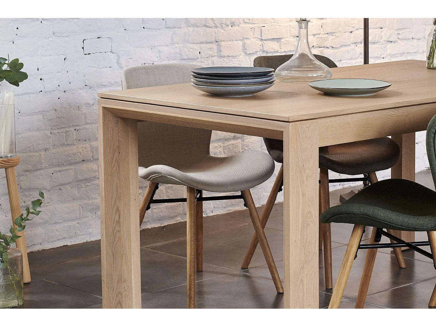 Table à manger extensible en chêne naturel L160/247 - FILIGRAME