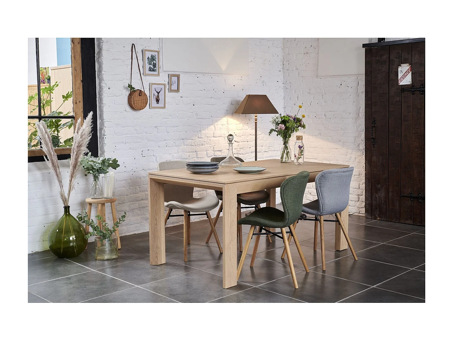 Table à manger extensible en chêne naturel L160/247 - FILIGRAME