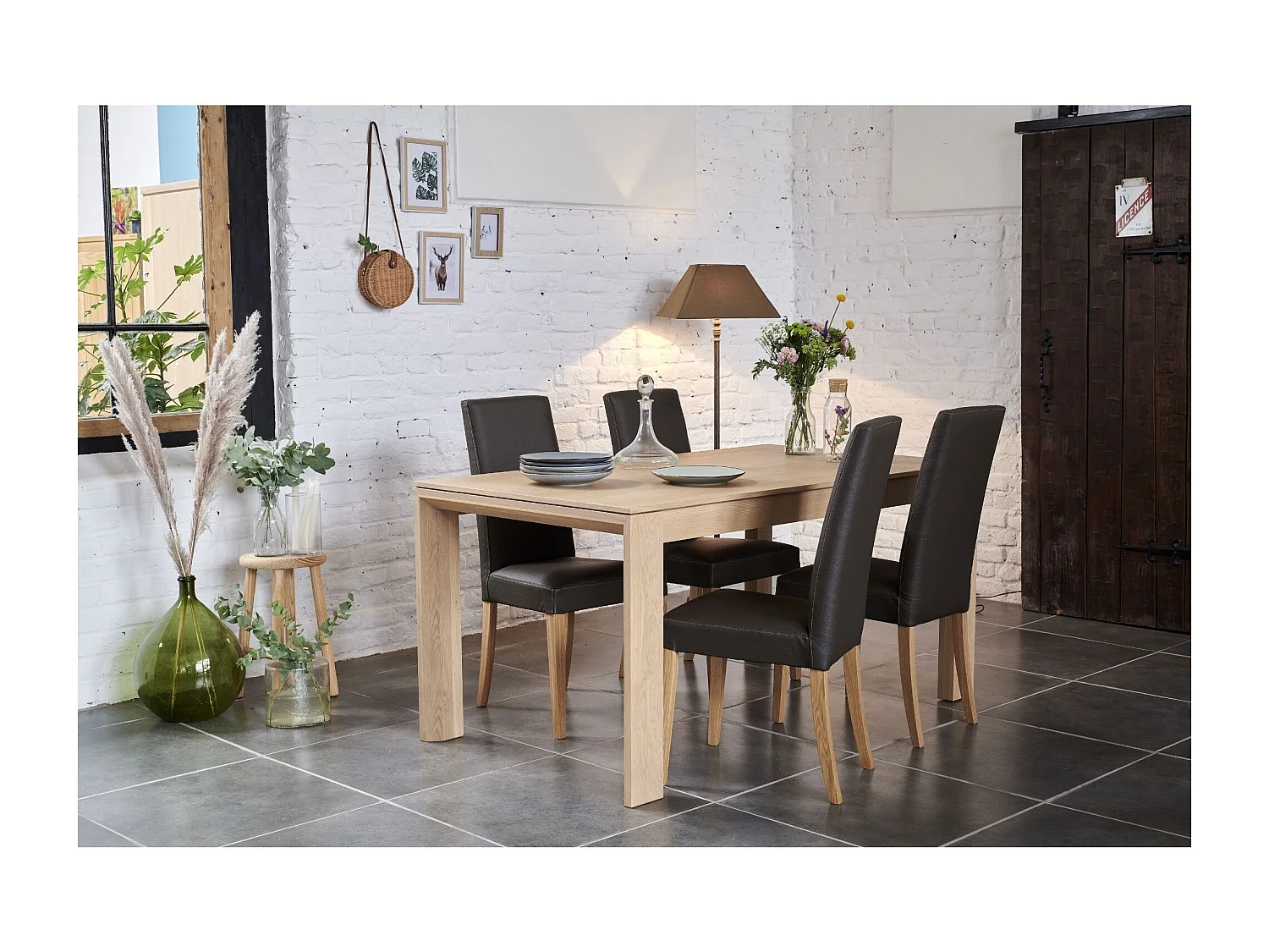 Table à manger extensible en chêne naturel L160/247 - FILIGRAME