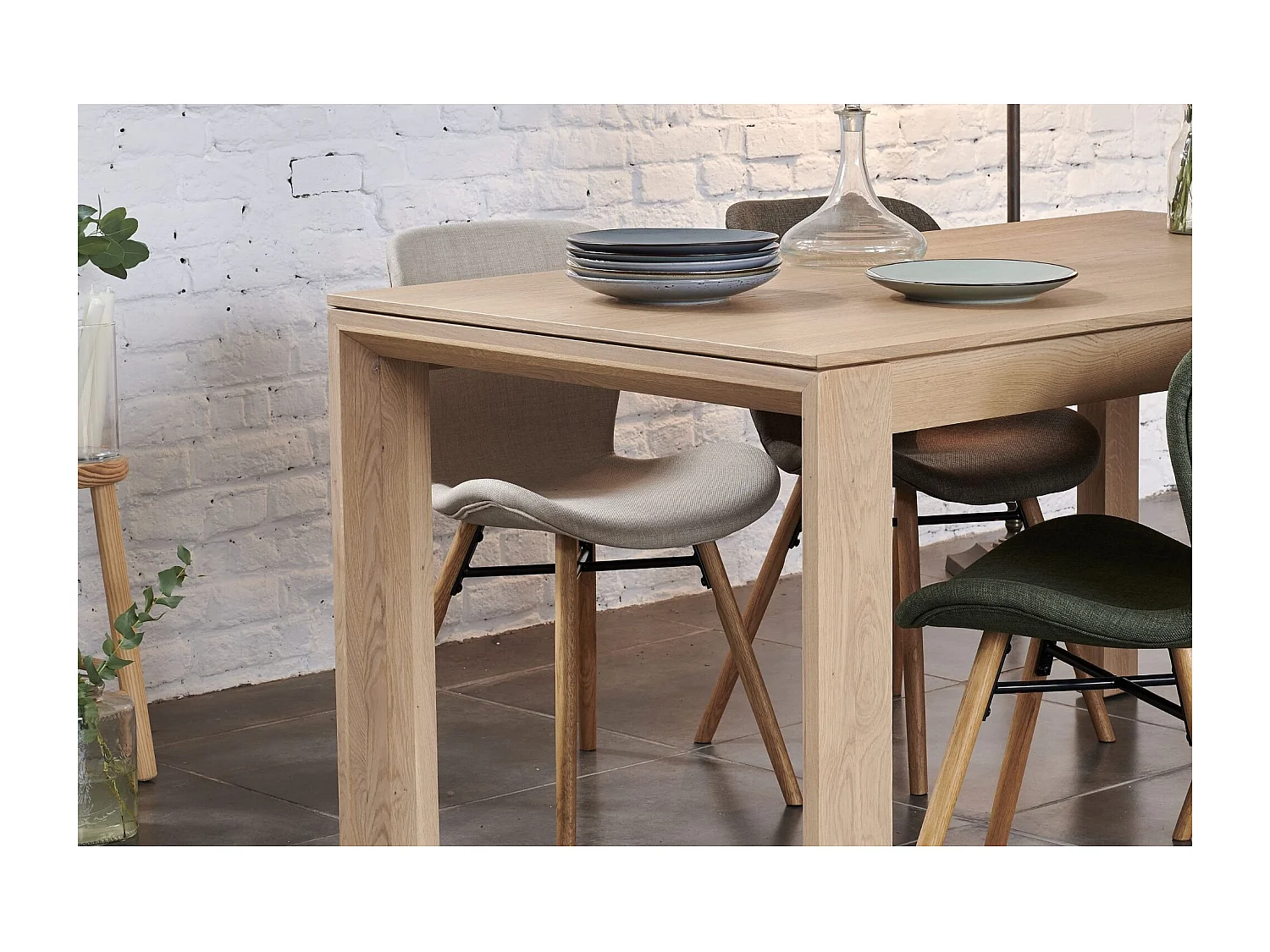 Table à manger extensible en chêne naturel L160/247 - FILIGRAME