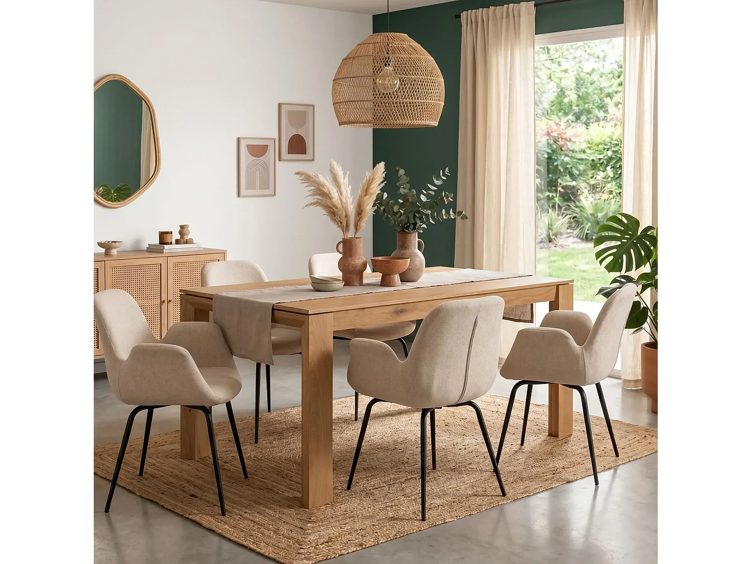 Table à manger extensible en chêne naturel L160/247 - FILIGRAME
