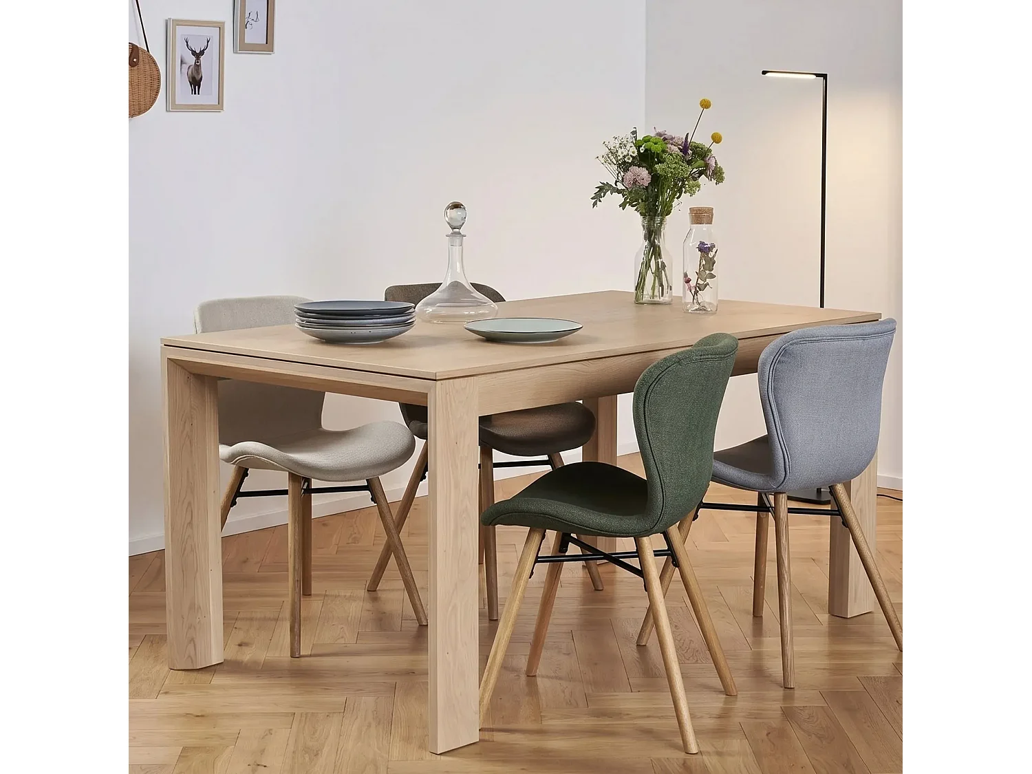 Table à manger extensible en chêne naturel L160/247 - FILIGRAME