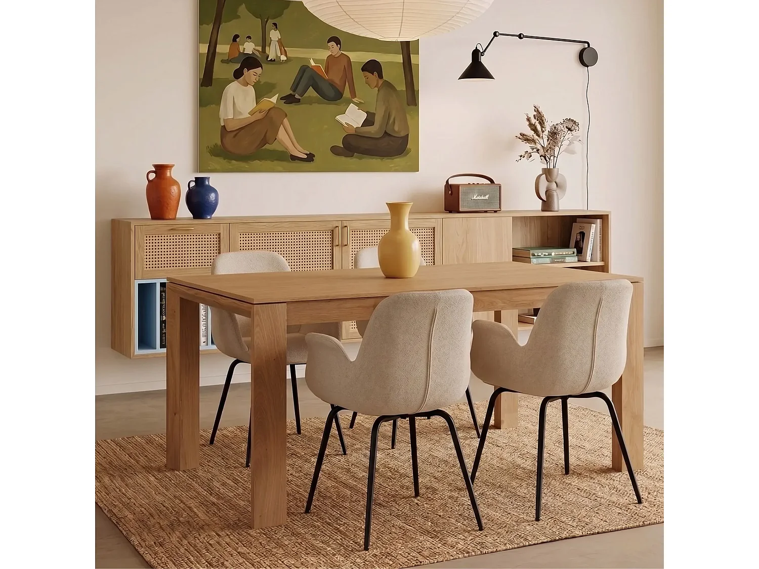 Table à manger extensible en chêne naturel L160/247 - FILIGRAME