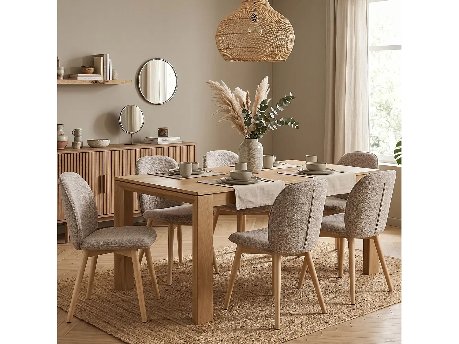Table à manger extensible en chêne naturel L160/247 - FILIGRAME