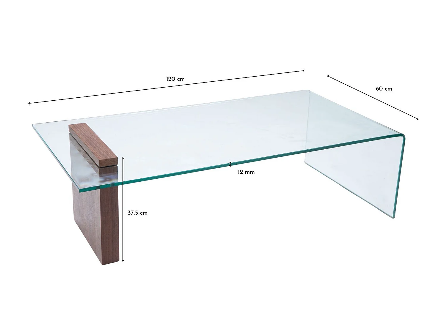 Table basse rectangulaire en bois et en verre L120 - ELLY