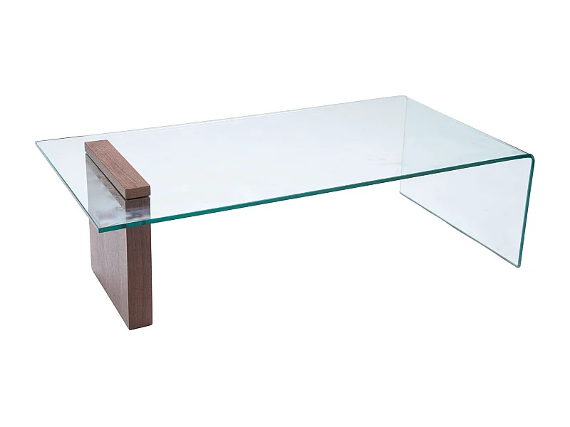 Table basse rectangulaire en bois et en verre L120 - ELLY