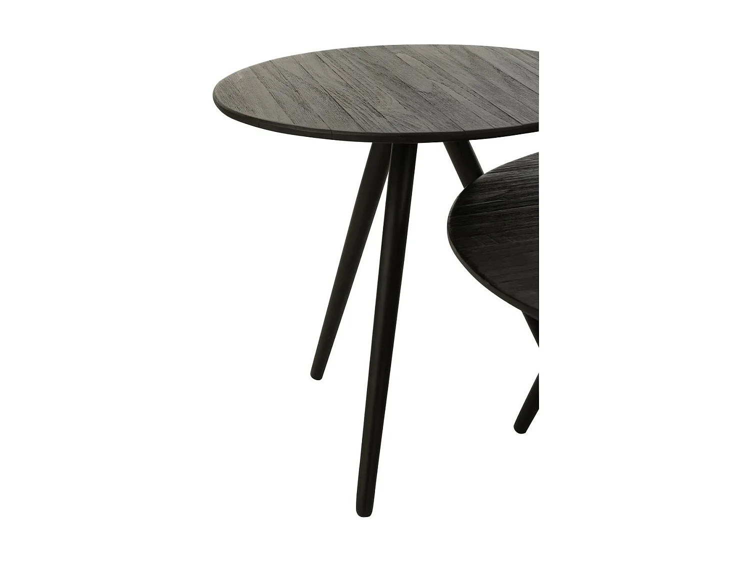 Lot de 4 Tables Basses en Bois "Teck" 70cm Noir