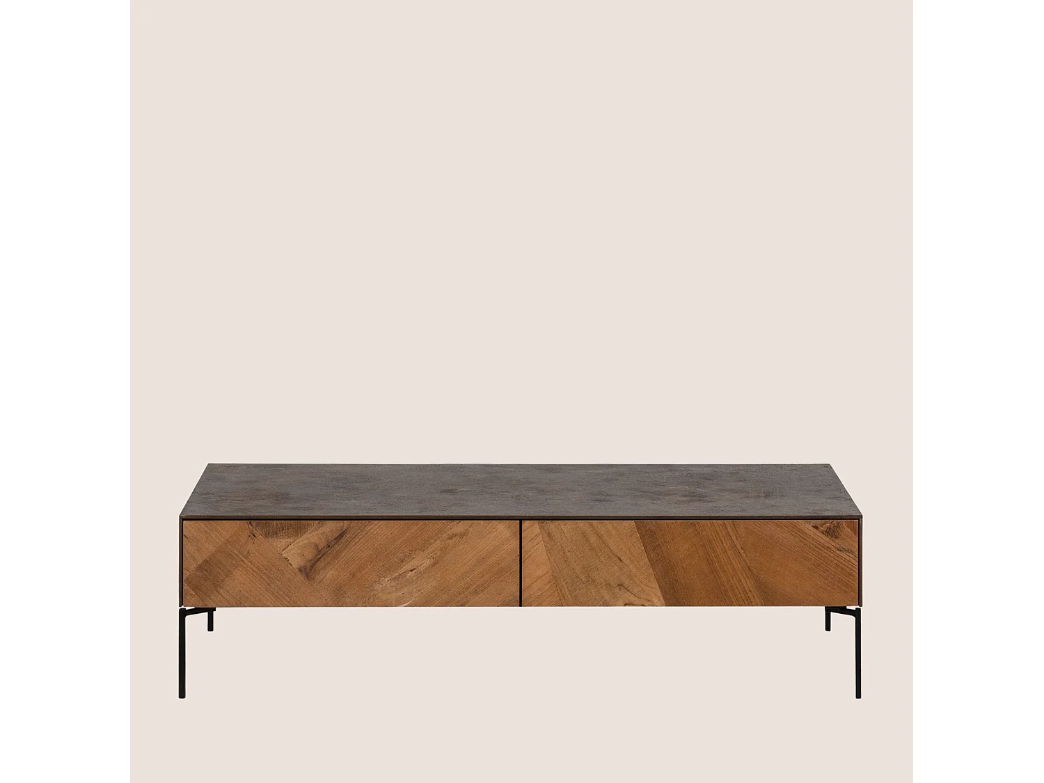 Table basse en bois de teck et métal 4 tiroirs - JAKARTA