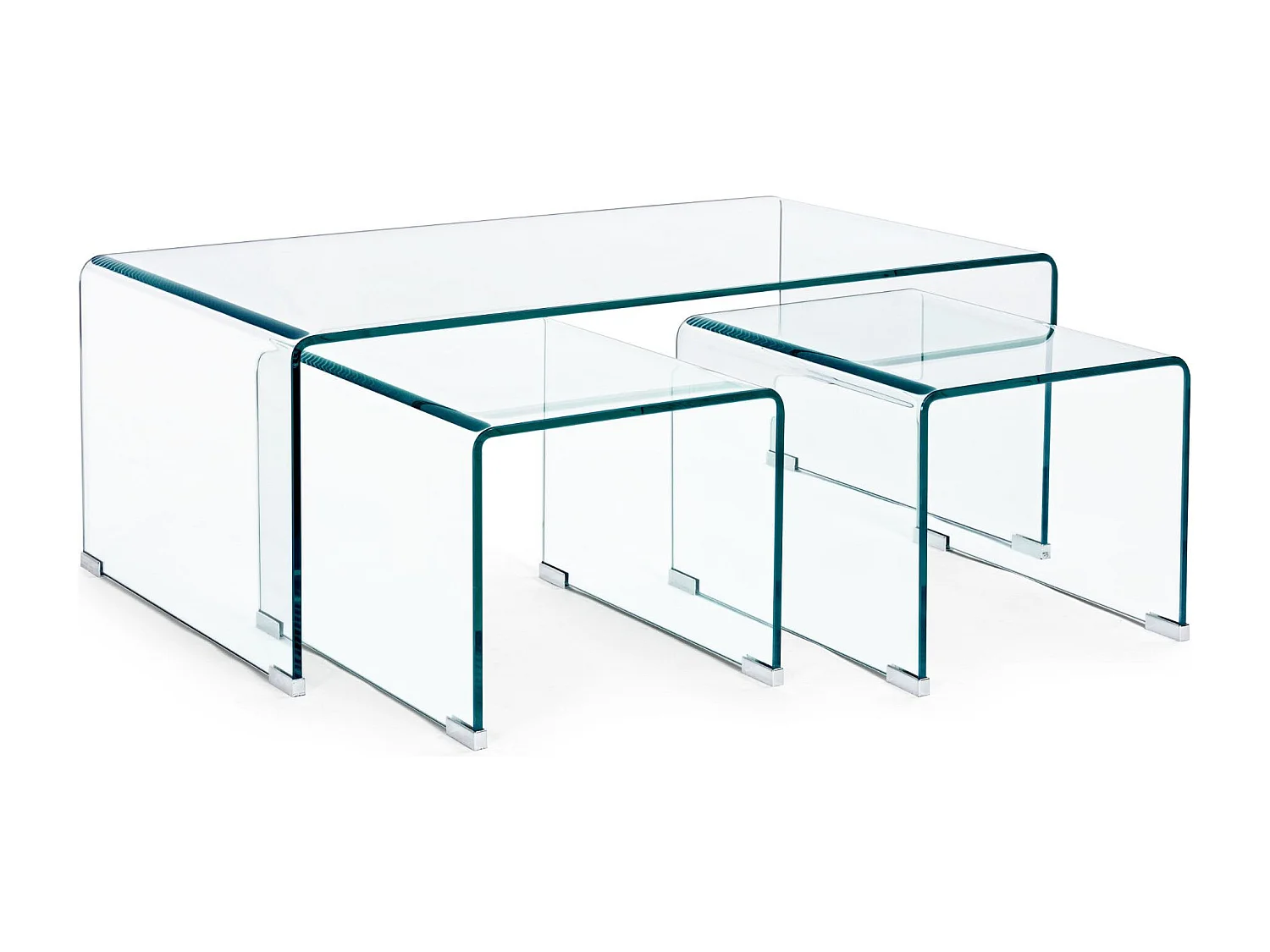 Tables basses gigognes contemporaines en verre L110 (set de 3) - IDORA