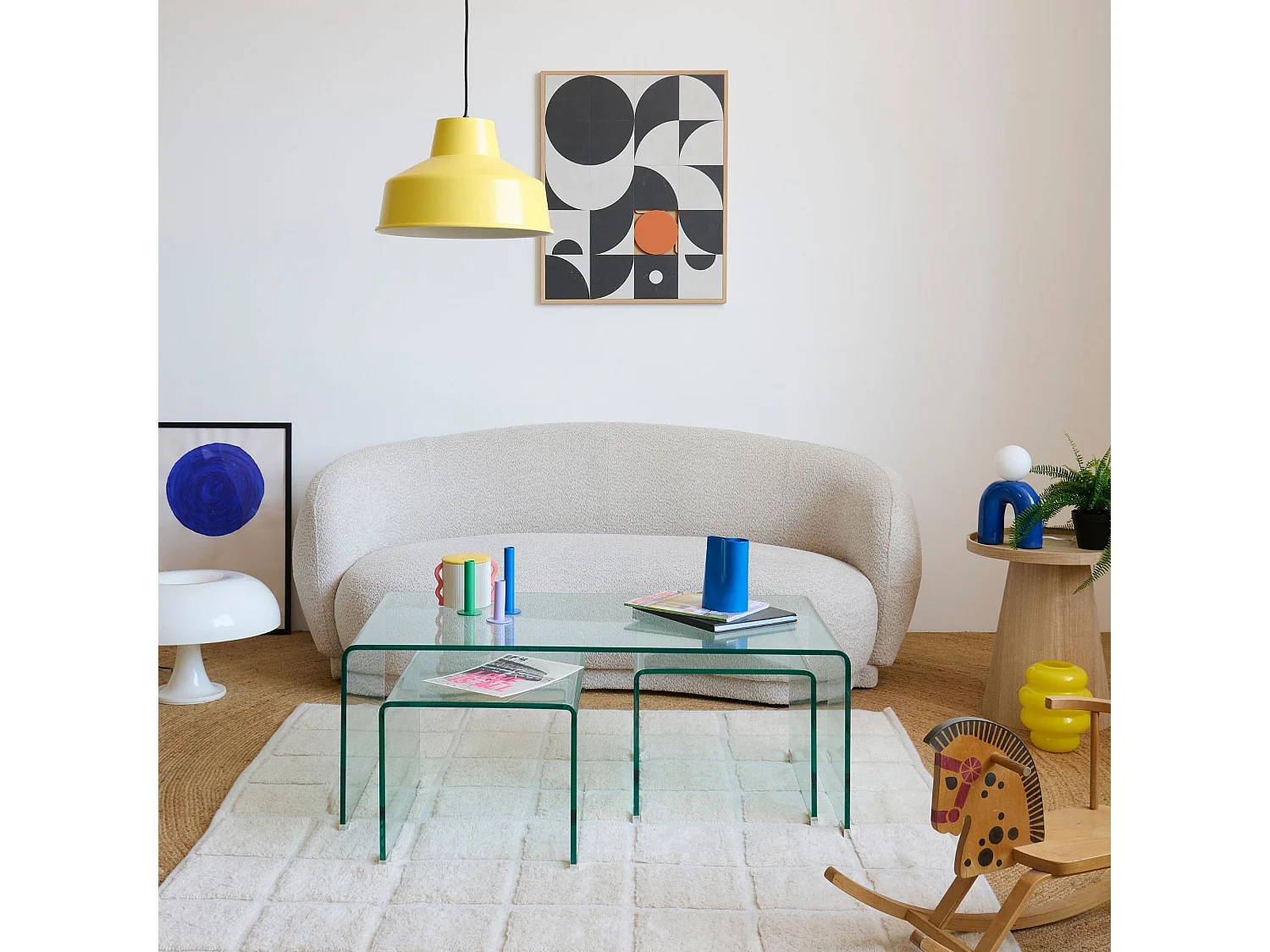 Tables basses gigognes contemporaines en verre L110 (set de 3) - IDORA