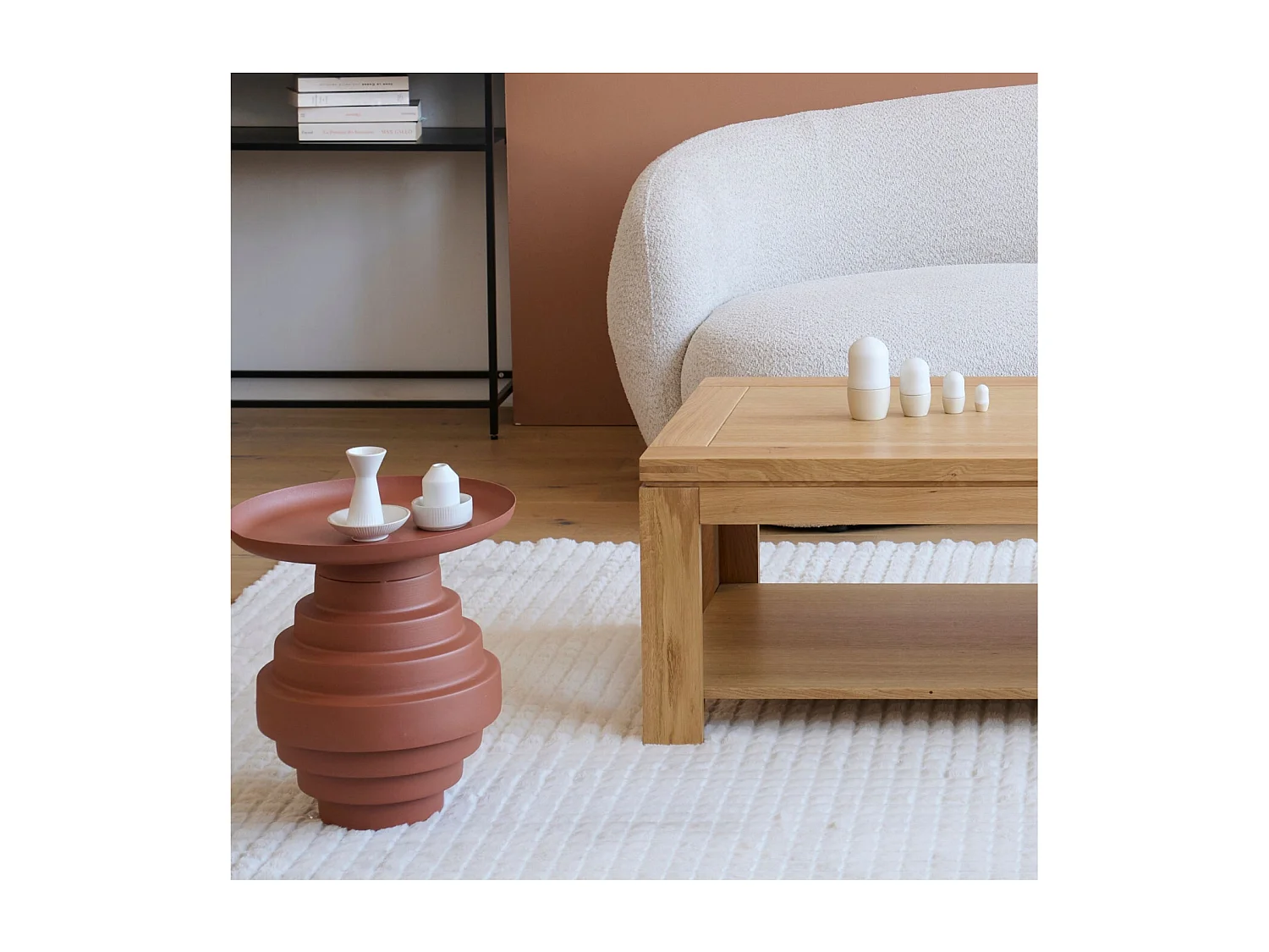 Table basse moderne bois chêne clair massif - BOSTON